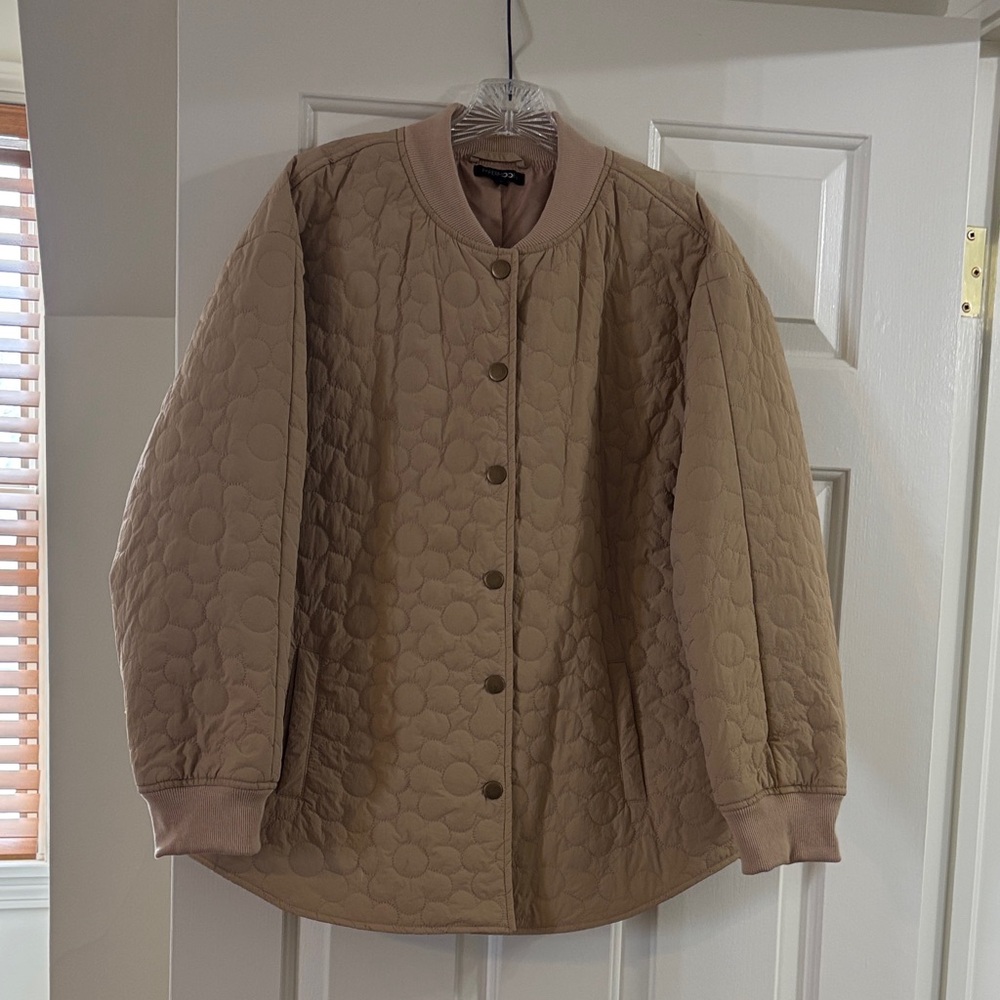 Papermoon Beige Quilted Bomber Jacket